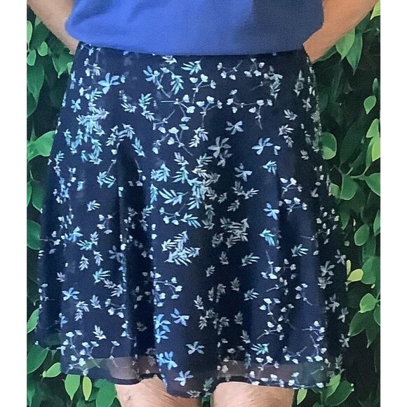 🌼 Banana Republic Navy Floral A-Line Skirt Size 10 - Picture 4 of 7